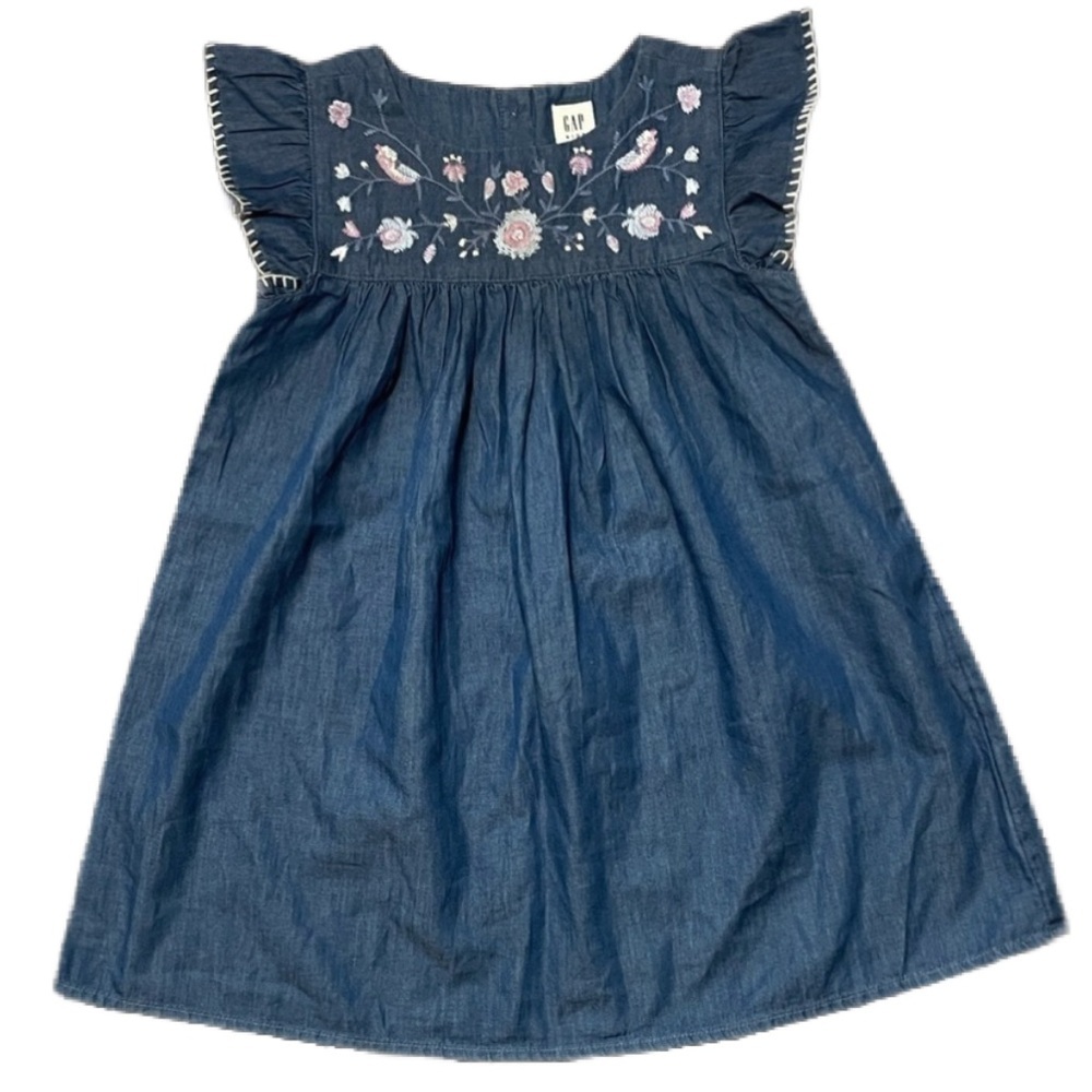 Gap Jean dress baby girl floral western ruffle short sleeve